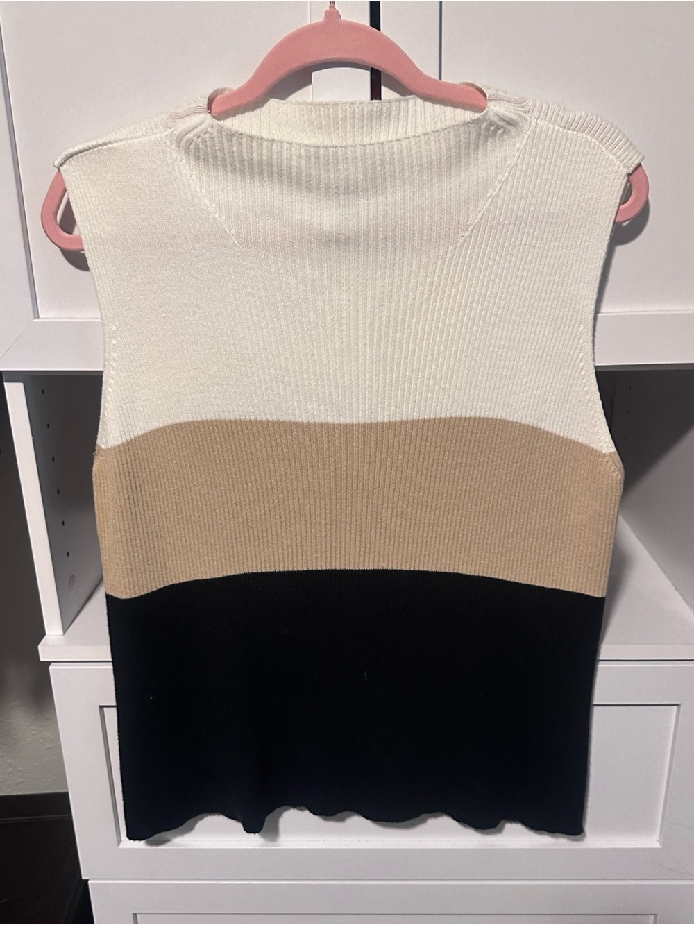 Worthington Essentials Colorblock Sleeveless Sweater Size XL Cream Tan Black